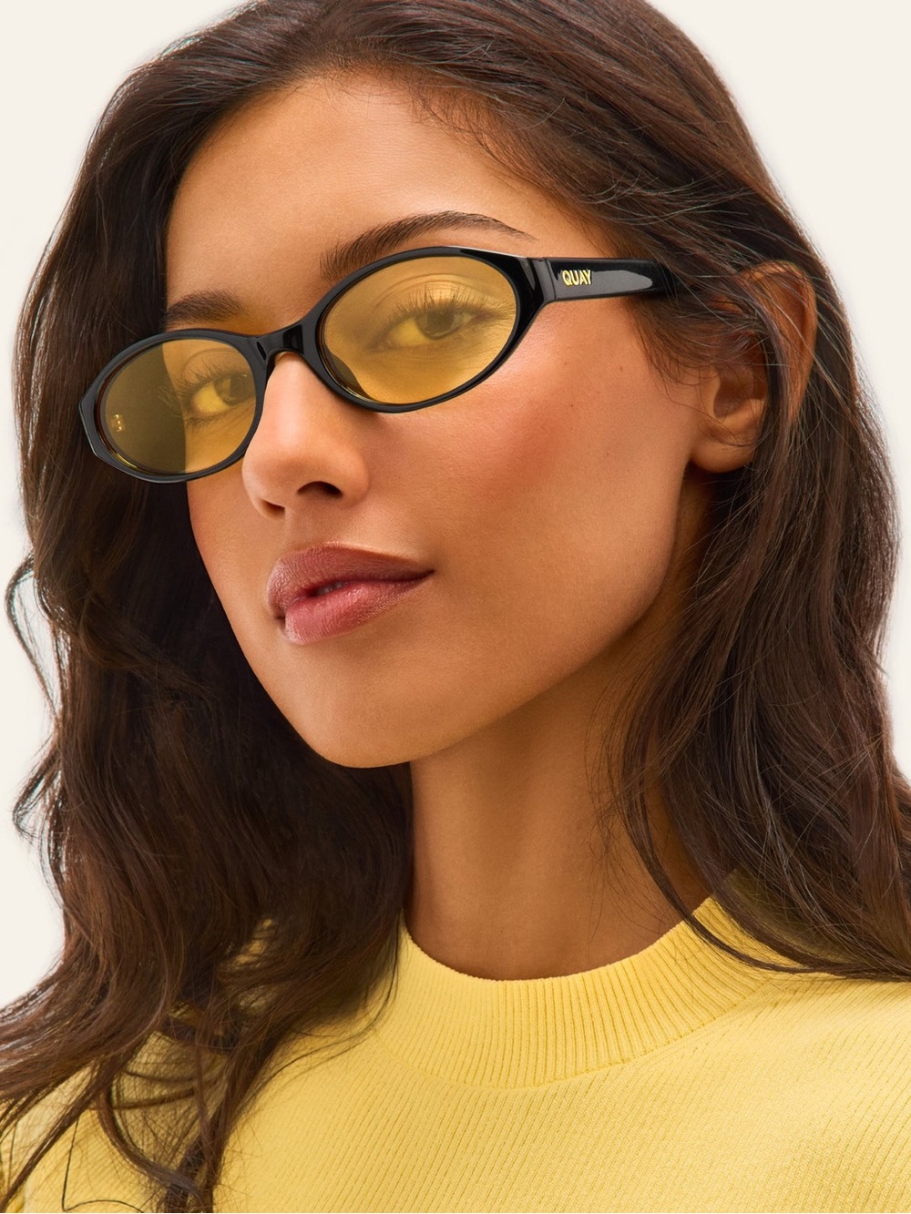 Quay Australia Black Sunglasses with Amber Lenses